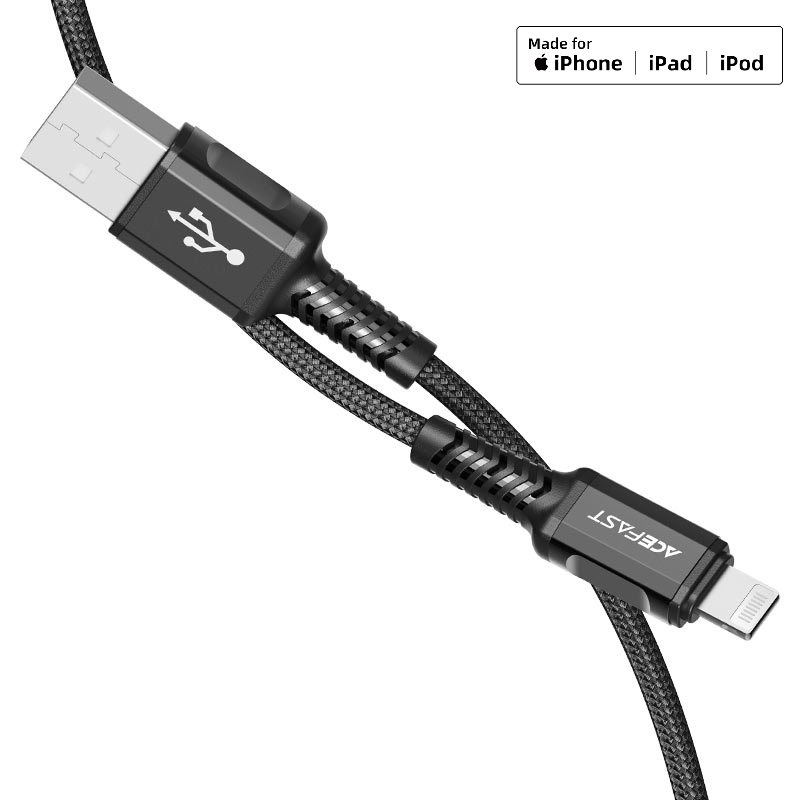 1-30 Cablu AceFast C1-02 USB-A la Lightning din aliaj de aluminiu pentru încărcare și transfer de date - imagine 1