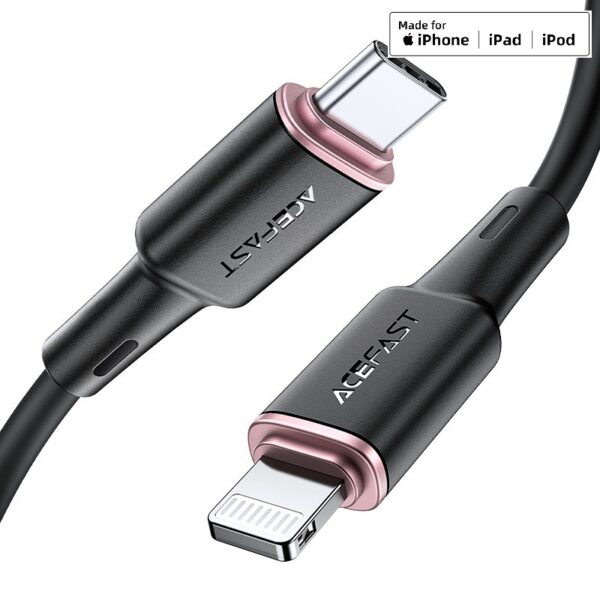 Cablu AceFast C2-01 USB-C la Lightning din aliaj de zinc din silicon pentru încărcare și transfer de date