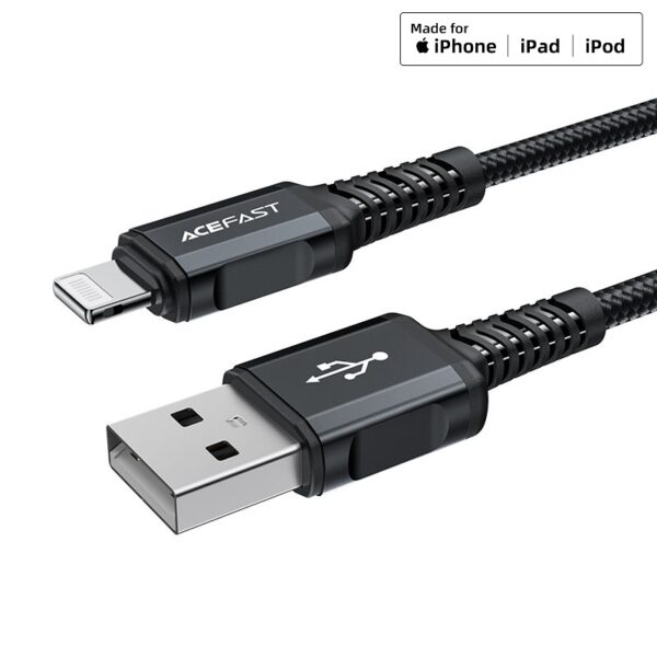Cablu AceFast C4-02 USB-A la Lightning din aliaj de aluminiu pentru încărcare și transfer de date