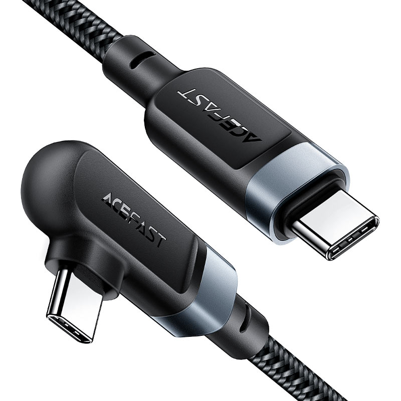 1-43 Cablu AceFast C5-03 USB-C la USB-C 100W cu conector la 90° din aliaj de aluminiu pentru încărcare și transfer de date - imagine 1