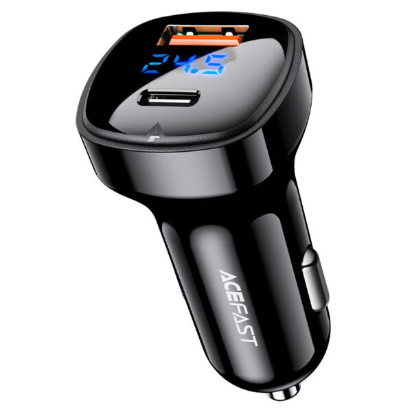 Încărcător auto AceFast B4 afișaj digital 66W (USB-C + USB-A) cu două porturi