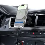 Suport auto AceFast D18 2-în-1 magnetic cu încărcare wireless, Negru - imagine 2
