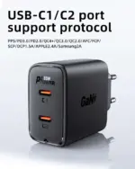 Încărcător AceFast A49 PD35W GaN (USB-C + USB-C) cu două porturi, Negru (EU)