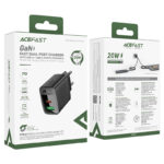 Încărcător AceFast A78 PD20W GaN (USB-A + USB-C), Negru (EU) - imagine 6
