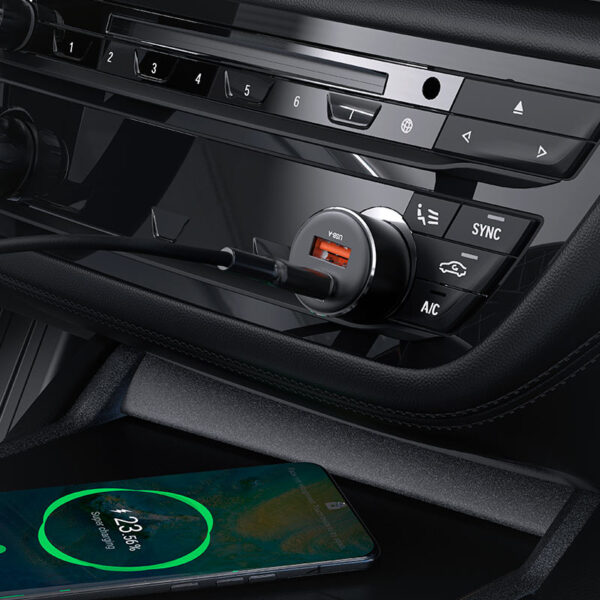 Încărcător auto AceFast B12 60W (USB-A + USB-C) cu două porturi