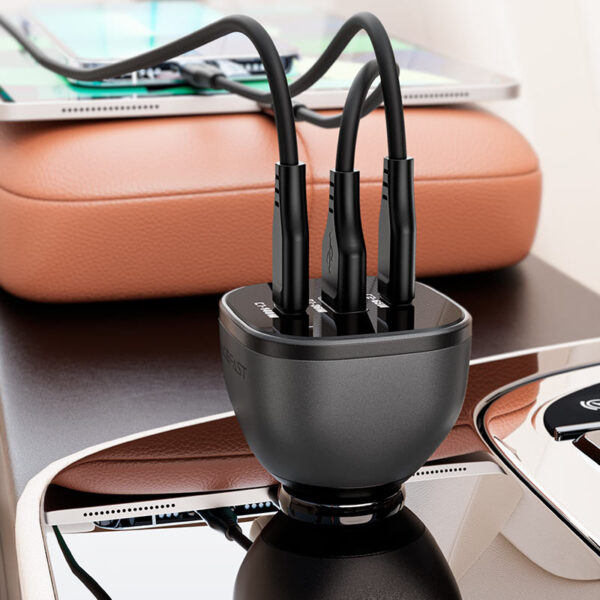 Încărcător auto AceFast B14 165W (2× USB-C + USB-A) cu 3 porturi