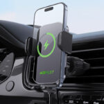 Suport auto AceFast D52 cu încărcare wireless cu clemă electrică pentru grila de ventilație