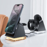 Suport AceFast E17 de birou 3-în-1 cu încărcare wireless Negru