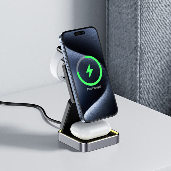 Suport AceFast E20 de birou 3-în-1 cu încărcare wireless