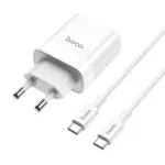 HOCO C80A Rapido PD+QC3.0 încărcător de rețea, 1 port + cablu Type-C to Type-C (EU, Alb) - imagine 5