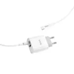 HOCO C80A Rapido PD+QC3.0 încărcător de rețea, 1 port + cablu Type-C to Type-C (EU, Alb) - imagine 3