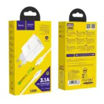 HOCO C80A Rapido PD+QC3.0 încărcător de rețea, 1 port + cablu Type-C to Type-C (EU, Alb) - imagine 2