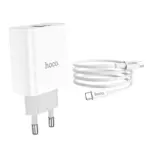 HOCO C80A Rapido PD+QC3.0 încărcător de rețea, 1 port + cablu Type-C to Type-C (EU, Alb) - imagine 7